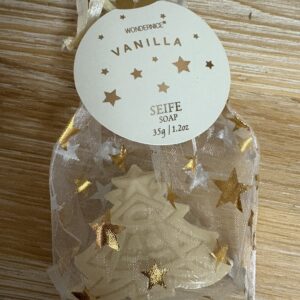 Savon sapin de Noel avec pochon  doré en organza